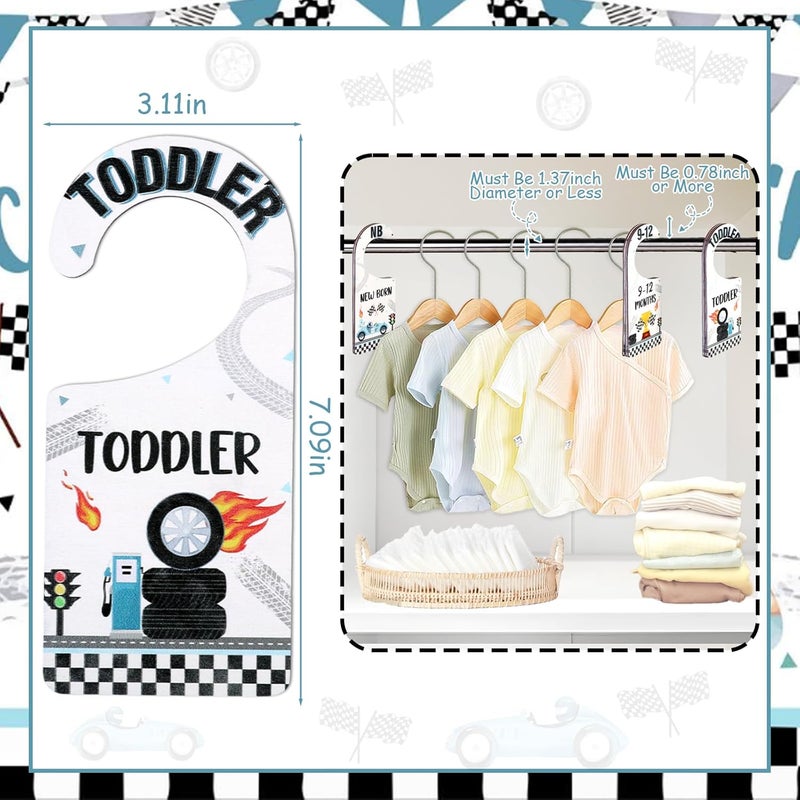 CORNER LACE Baby Closet Dividers 8PCS, Racing/Race Car Theme Wooden Double-Sided Clothes Size Hanger Organizer from Newborn to Toddler for Nursery Decor Baby Shower Birthday Gift (Includes Gift Box) - Image 2